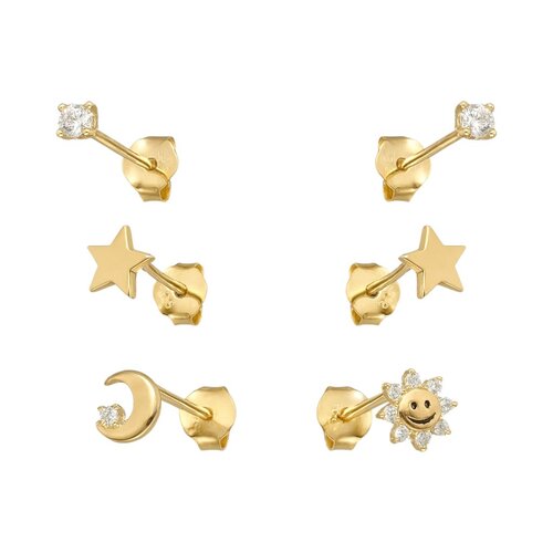 Set Aros Minimalista Estrellas Media Luna Circones