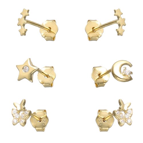 Set Aros Minimalista Estrellas Luna Mariposas Circones