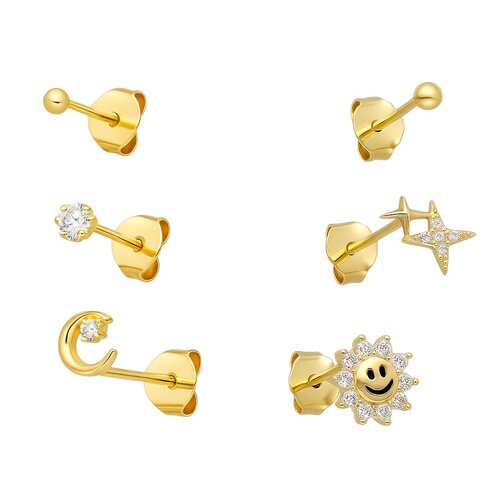 Set Aros Minimalista Esfera Estrellas Luna Sol Circones