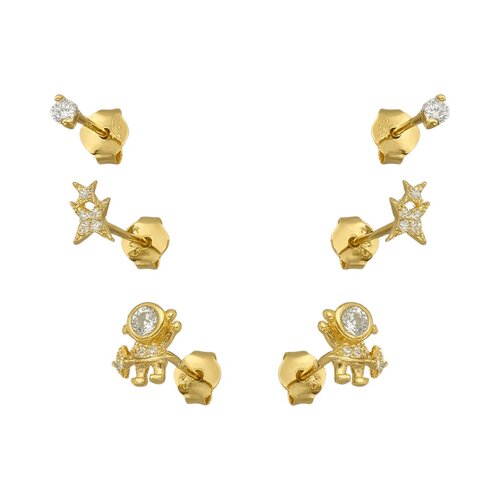 Set Aros Minimalista Estrellas Astronauta Circones