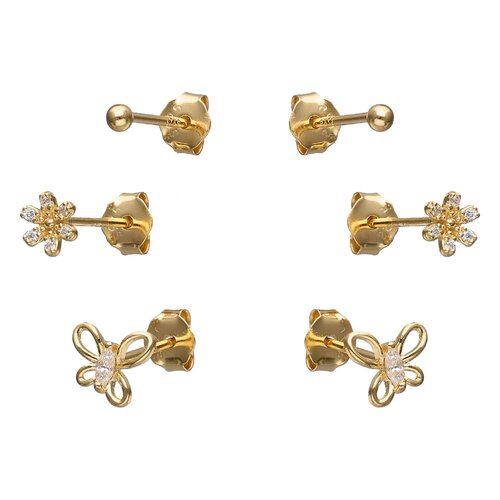 Set Aros Minimalista Esfera Flor Mariposa Circones
