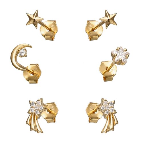 Set Aros Minimalista Estrellas Media Luna Circones