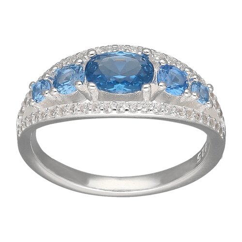 Anillo Cintillo Circones Agua Marina