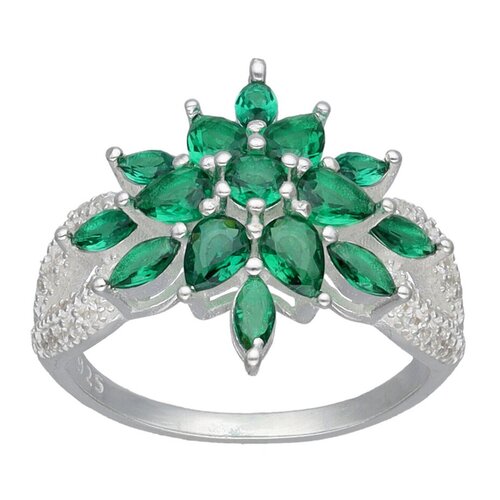 Anillo Flor Circones Esmeralda