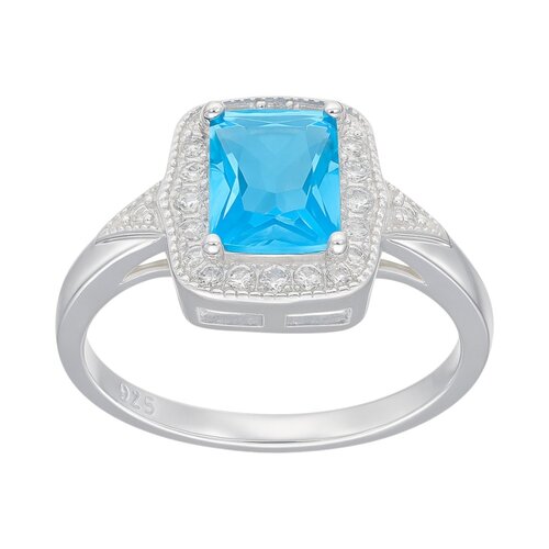 Anillo Circón Baguette Agua Marina