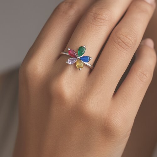Anillo Flor Circones Multicolor
