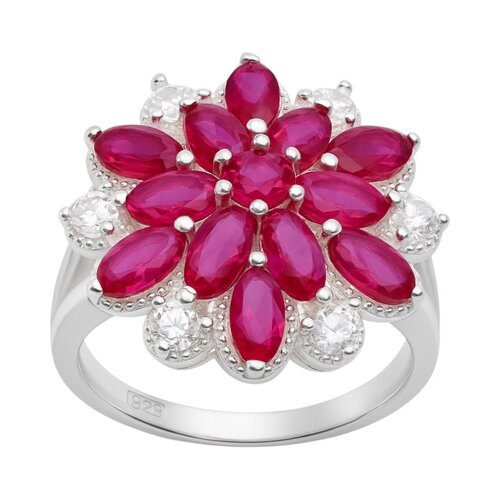 Anillo Flor Circones Rubí