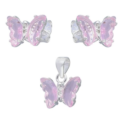 Conjunto Mariposa Hecho con Cristal Swarovski® Rosado