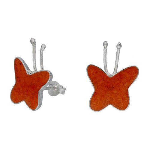 Aro Mariposa Piedra Picada Naranja