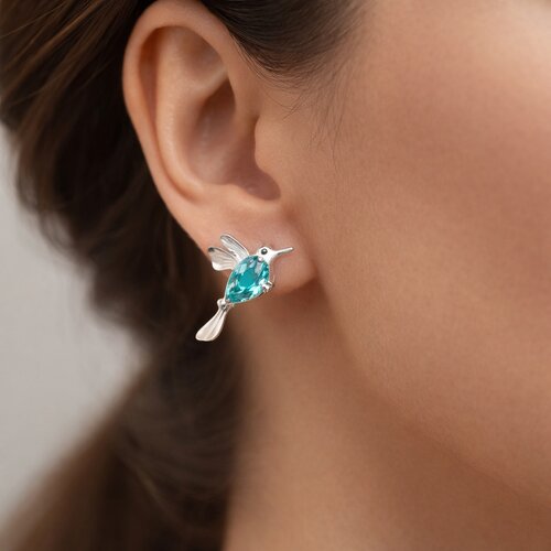 Aro Colibrí Circón Agua Marina