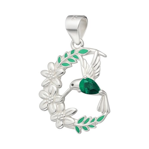 Colgante Colibrí Flores Circón Esmeralda