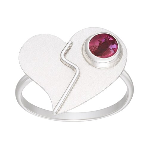 Anillo Ajustable Corazón Piedra Picada Fucsia