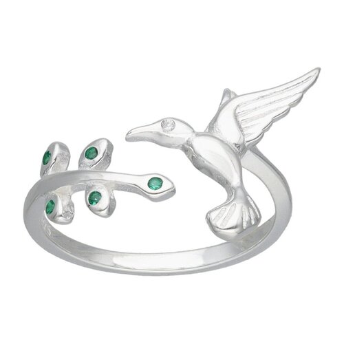 Anillo Ajustable Colibrí Hojas Circones Esmeralda