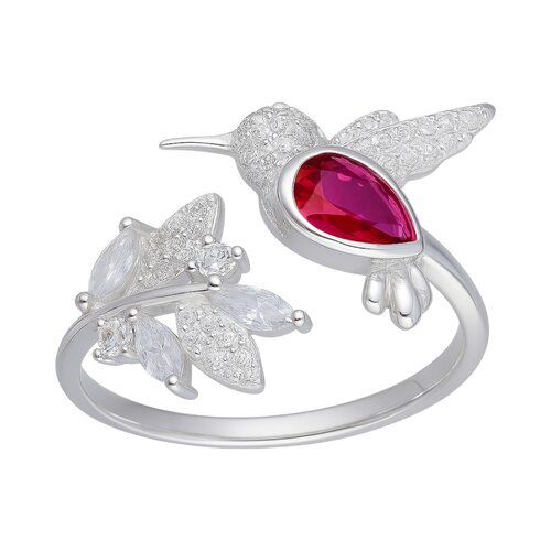 Anillo Ajustable Colibrí Espiga Circón Rubí