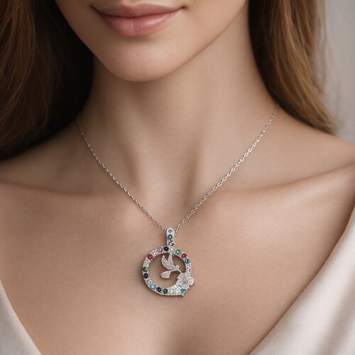 Collar Colibrí Flores Circones Multicolor