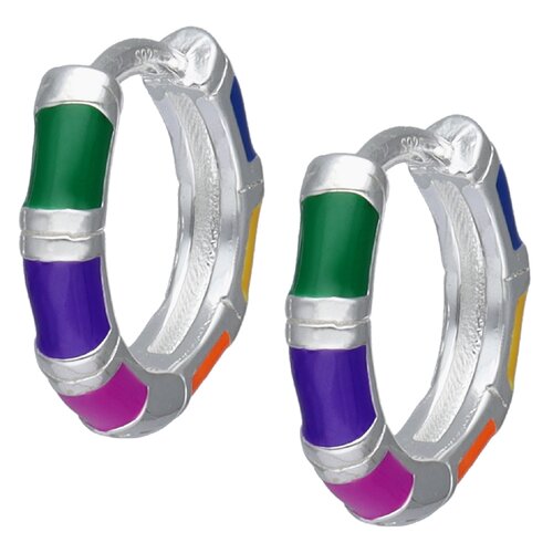 Argolla Huggie Esmaltado Multicolor 13 mm