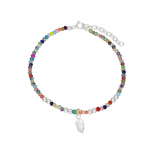 Pulsera Pluma Cristales Multicolor