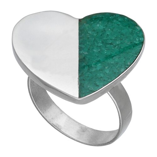 Anillo Corazón Piedra Picada Verde