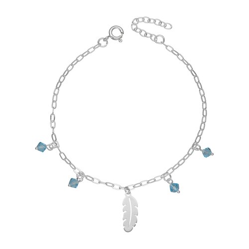 Pulsera Pluma Cristales Celeste