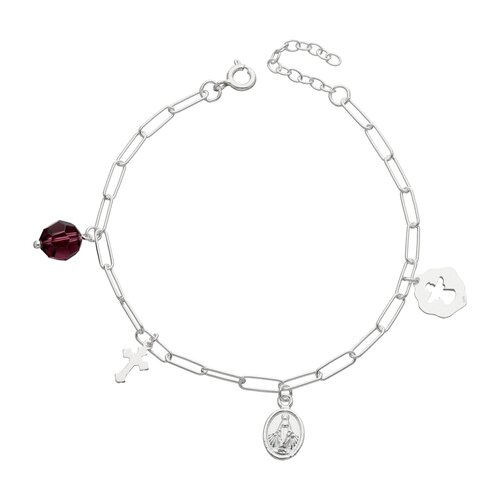 Pulsera Virgen de los Rayos Milagrosa Cristal Hecho con Swarovski® Morado