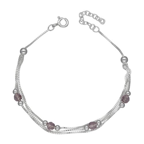 Pulsera Triple Esferas Cristales Hecho con Swarovski® Morado