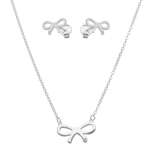 Set Collar y Aros Lazo Coquette Circón