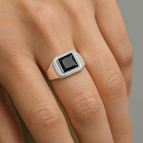 Anillo Sello Circón Ónix