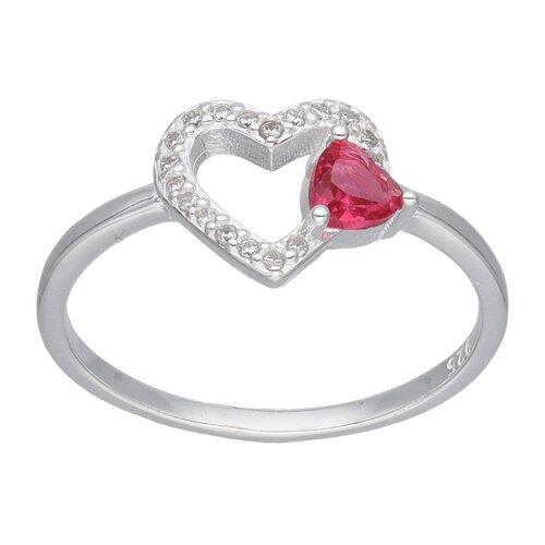 Anillo Corazón Circón Rubí