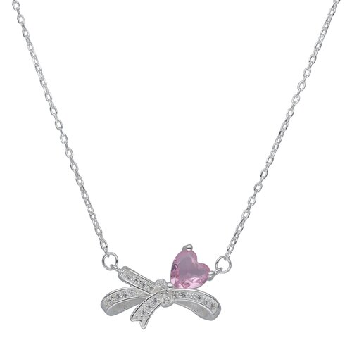 Collar Lazo Coquette Corazón Circón Rosa Francia