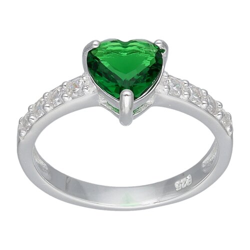 Anillo Corazón Circón Esmeralda Solitario