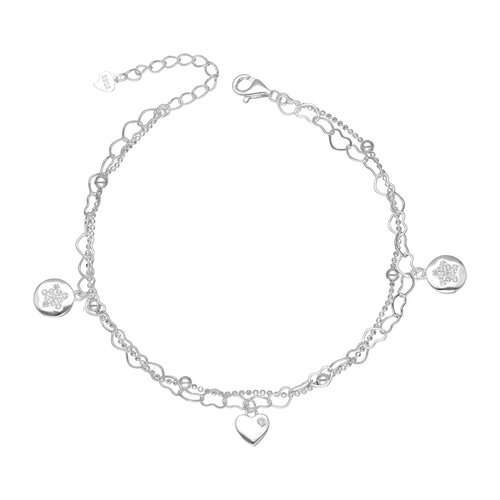 Pulsera Doble Esferas Corazones Estrellas Circones