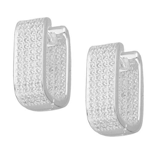 Argolla Huggie Ovalada Circones Pavé 18x13 mm