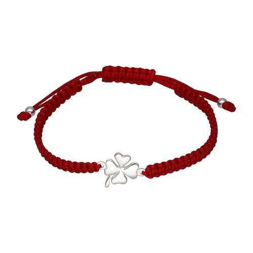 Pulsera Hilo Rojo Ajustable Trébol