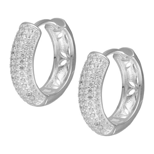 Argolla Huggie Flores Circones Pavé 17 mm