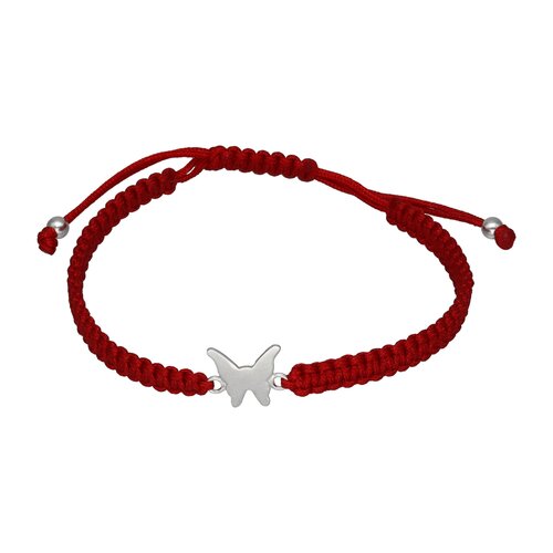 Pulsera Hilo Rojo Ajustable Mariposa