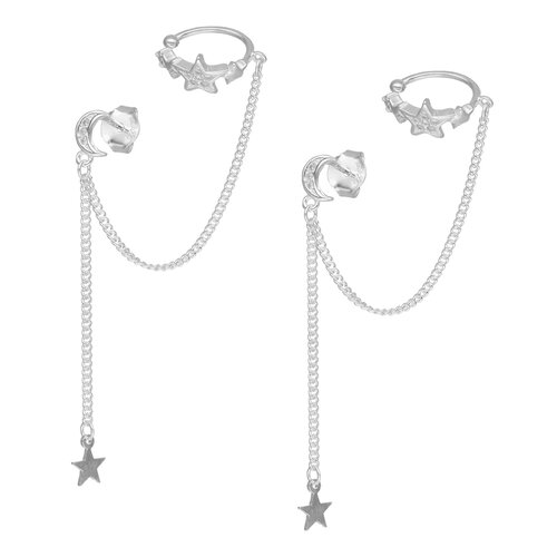 Aro Bidu Cuff Media Luna Estrellas Circones