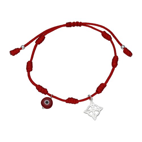 Pulsera Hilo Rojo Ajustable Nudo de Brujas Ojo Turco