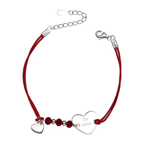 Pulsera Hilo Rojo Corazones Cristales