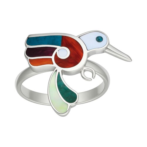 Anillo Ajustable Colibrí Piedras Naturales Multicolor