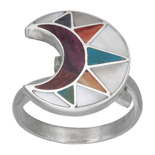 Anillo Ajustable Media Luna Piedras Naturales Multicolor