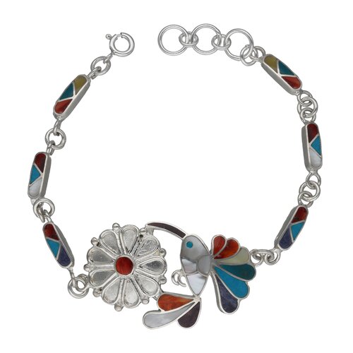 Pulsera Colibrí Flor Piedras Naturales Multicolor