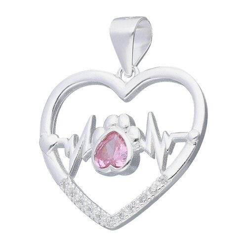 Colgante Corazón Diagrama Patita Circón Rosa Francia