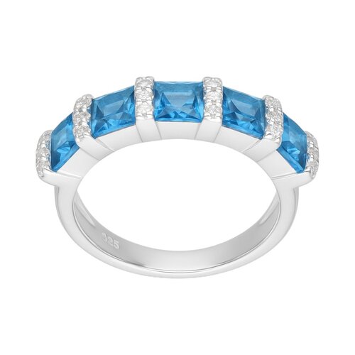 Anillo Cintillo Circones Agua Marina