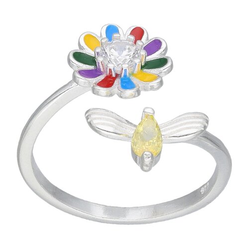 Anillo Abeja Flor Margarita Esmaltada Circones Multicolor