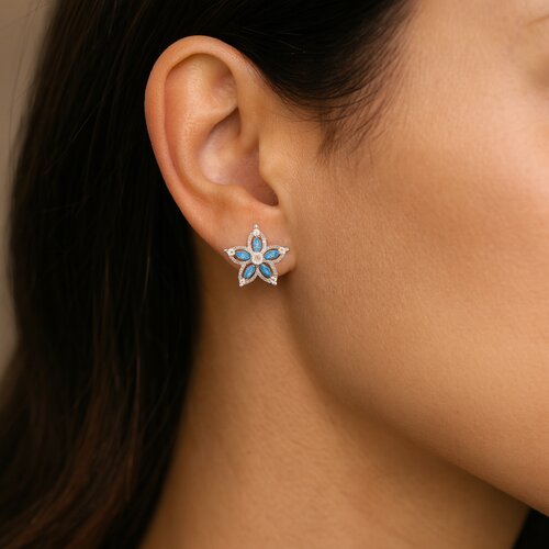 Aro Flor Circones Agua Marina