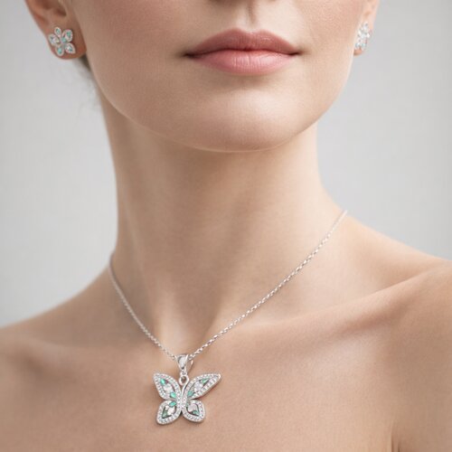 Colgante Mariposa Corazones Turquesa Circones