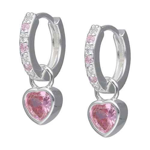 Argolla Huggie Corazón Circón Rosa Francia 11 mm