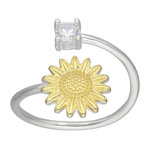 Anillo Ajustable Flor Girasol Circón