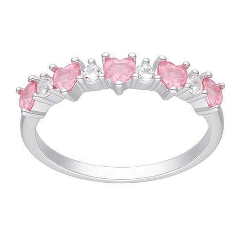 Anillo Cintillo Corazones Circones Rosa Francia