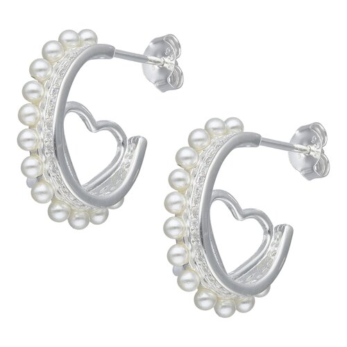 Semi Argolla Ovalada Corazón Perlas Circones  22 mm